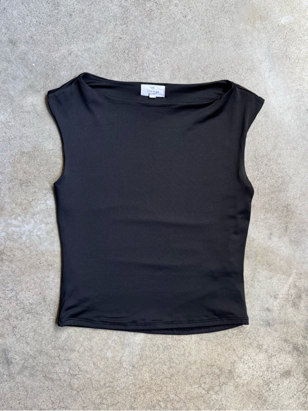 Black Slinky Wide Neck Tank Top